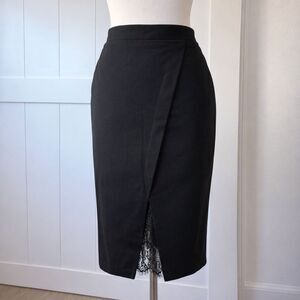 Black Tulip Skirt Lace Trim Elastic Waist Women S 4 6 Dark Academia Goth Fairy